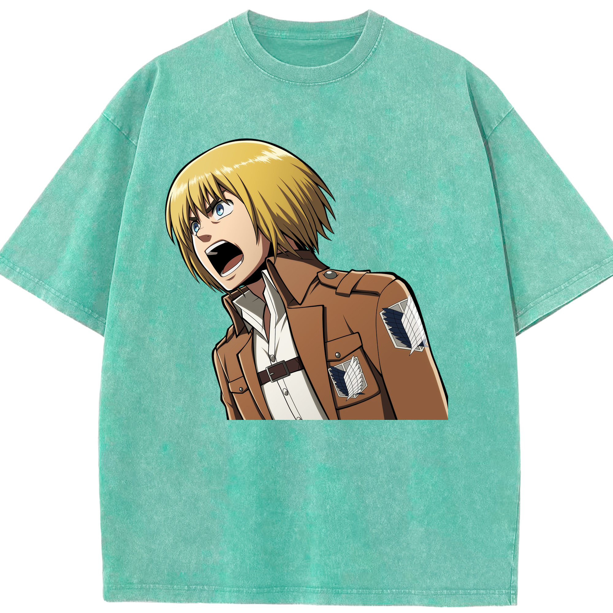 （画像用） 進撃の巨人 アルミン·アルレルト Attack on Titan Armin Arlert 綿100% ヴィンテージ風 半袖Tシャツ（フロントプリント）